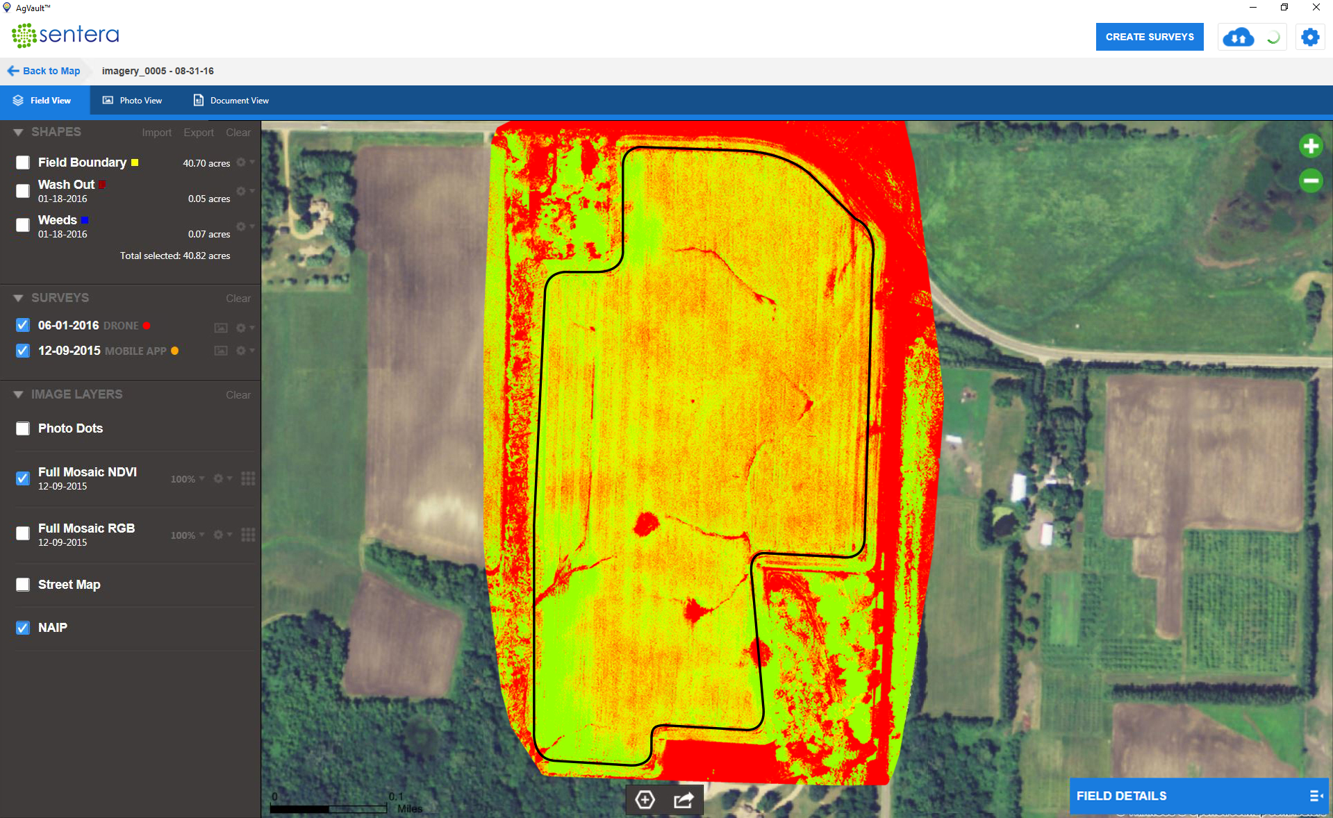 Mapa NDVI gerado por drone