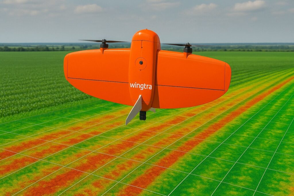 Drone Agricola Wingtra com mapa NDVI