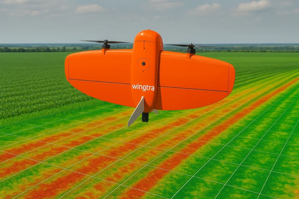 Drone Agricola Wingtra com mapa NDVI