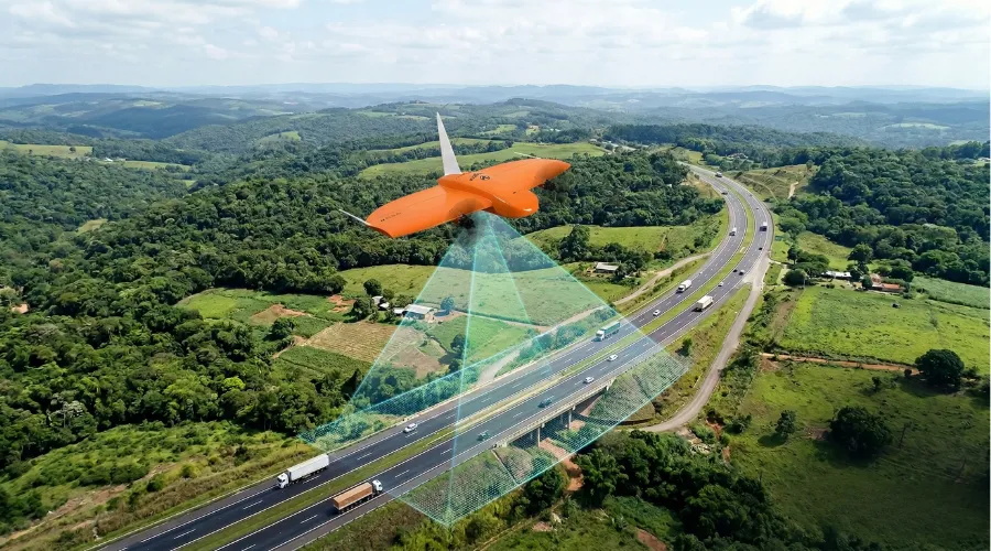 Mapeamento aéreo de rodovia com WingtraRay